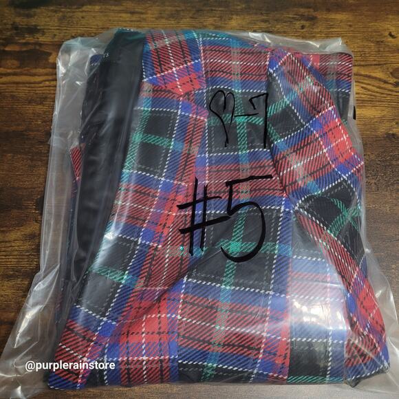 Talbots Blazer 8 Tartan Plaid Wool Blend Sequins Open Front Button Accents NWOT - Picture 10 of 10